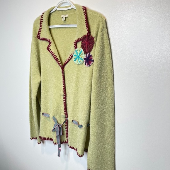 Vintage J. Jill Lime Green Sweater Size Large - Picture 5 of 9
